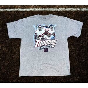 New York Giants Thunder & Lightning Tee L Reebok NFL Bradshaw Jacobs Rap Y2K Vtg